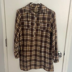 Vintage Oversized Womens Plaid Button Down